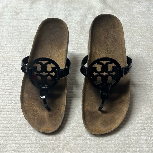 Tory Burch Shoes - TORY BURCH MILLER CLOUD SANDAL  BLACK/NATURAL - SIZE 7.1/5 US good condition .